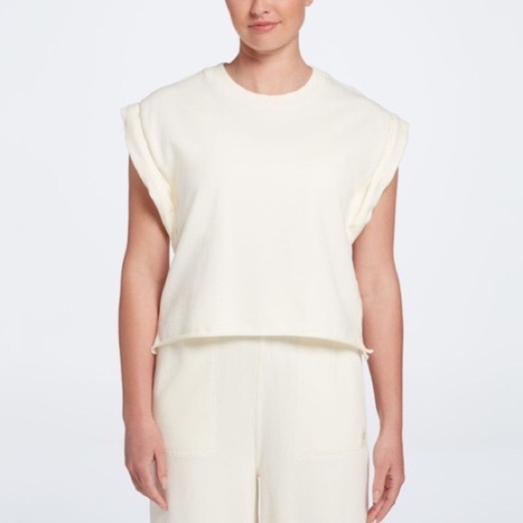 CALIA Women’s Oversized Extended Shoulder Sleeveless Cotton Crew Neck Top L - Picture 2 of 7